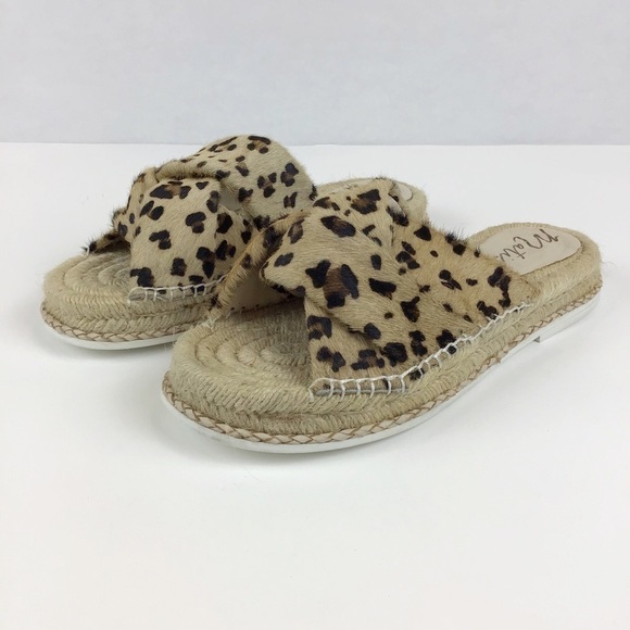 Anthropologie Matisse Cruise Espadrille Leopard Print Calf Hair Slide Sandal | 7 - Picture 5 of 11